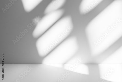 Wall interior background, studio and backdrops show products.with shadow from window color white and grey. background for text insertion and presentation product	
