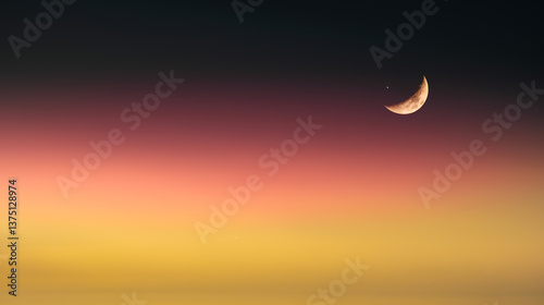Background night sky of with crescent moon,and stars .Background Greeting card for the holy month of Ramadan of islam	