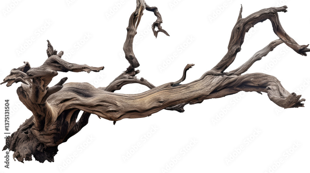 Sculpted by Time: A weathered, gnarled piece of driftwood lies, revealing intricate textures and forms Sculpted by Time: A weathered, gnarled piece of driftwood lies, revealing intricate textures and forms