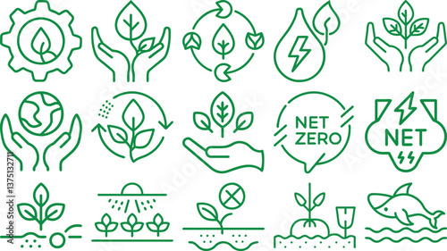 Wallpaper Mural Eco green vector set of nature plant leaf icons Torontodigital.ca