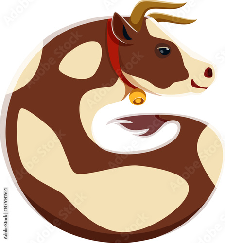 Cartoon farm font type, funny cow animal typeface, vector English alphabet for kids. Farm font letter G in shape of cow or bull for farmer agriculture and cattle farm cartoon typeface alphabet