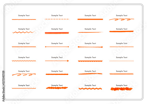 手書きライン素材セット ポイント 赤
