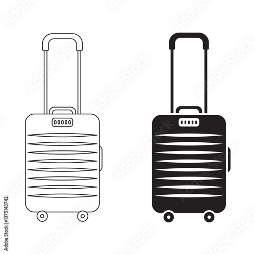 Travel bag icon set, luggage symbol, vacation, tourism vector illustration.