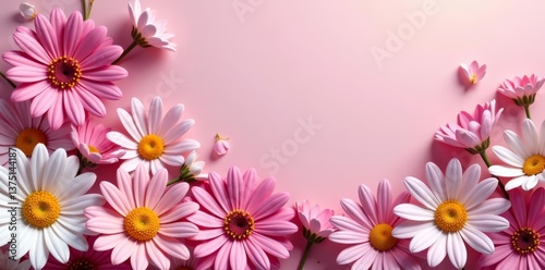 Beautiful background of lovely blossom daisies, background, petals, garden