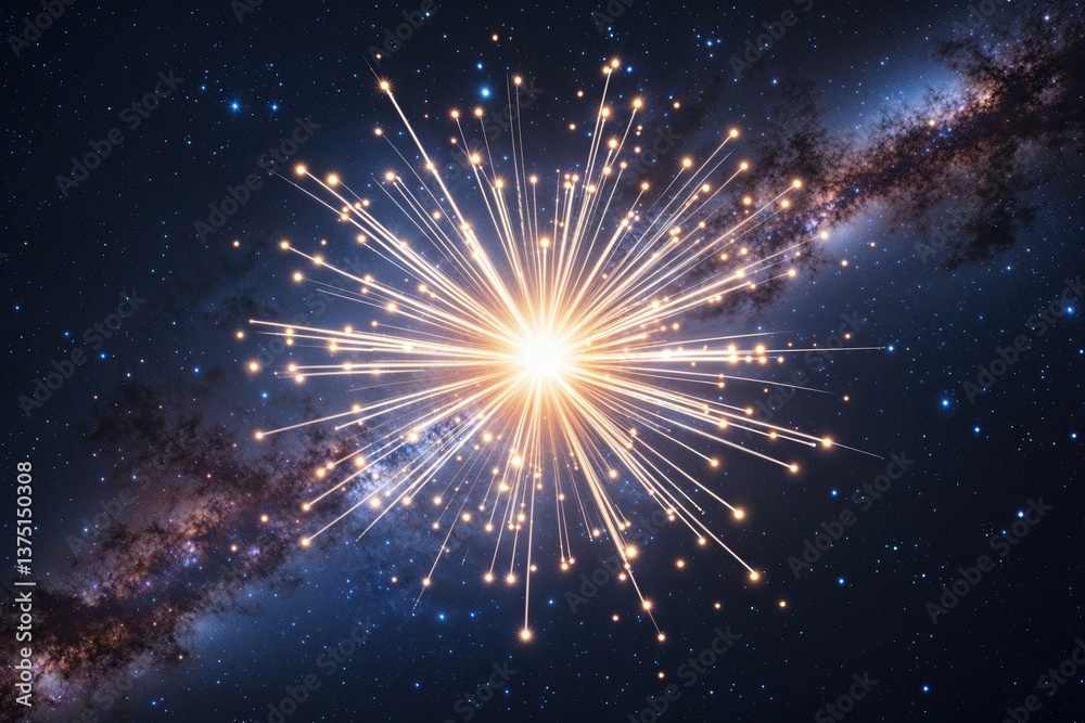 Fototapeta premium Cosmic Explosion of Light Against a Stellar Backdrop
