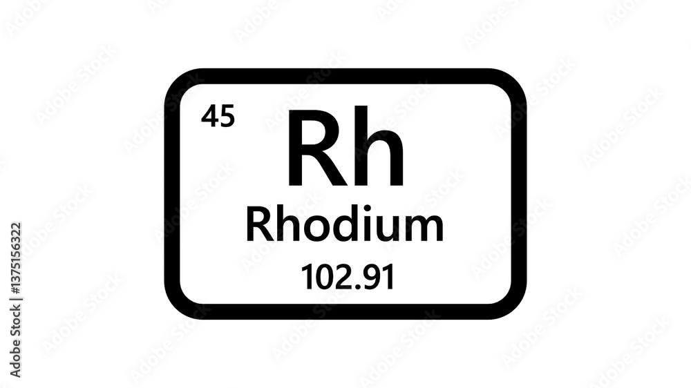 Rhodium element icon, Periodic table element Rhodium icon. Element of the periodic table of the Mendeleev system icon animation. Rhodium element icon, Periodic table element Rhodium icon. Element of the periodic table of the Mendeleev system icon animation.