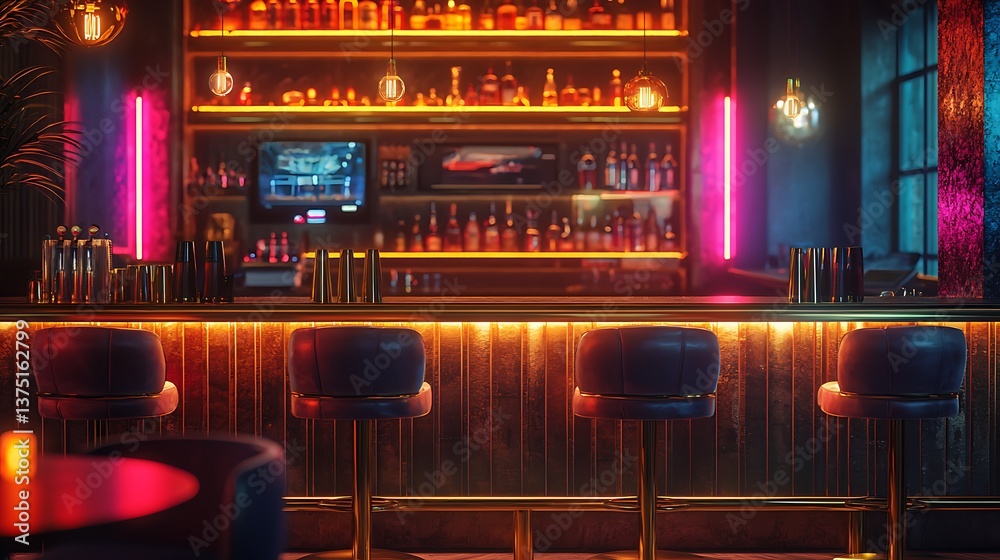 Fototapeta premium Stylish cocktail bar with natural lighting high resolution images