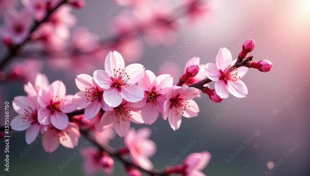 Delicate pink sakura blossoms, intricate branch pattern, japanese pattern, botanical, pattern Delicate pink sakura blossoms, intricate branch pattern, japanese pattern, botanical, pattern