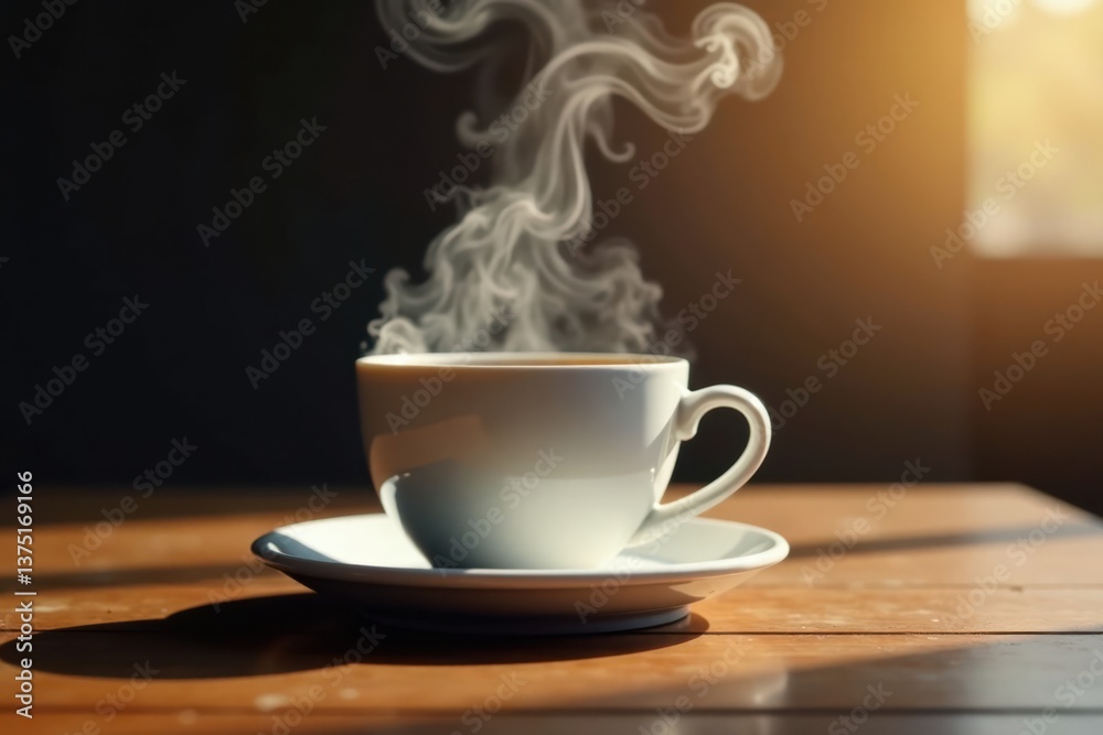 Fototapeta premium Coffee cup with misty smoke suspended in air , vapor, coffee