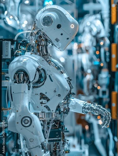 AI driven robotic surgery performing precision cancer tumor removal cutting edge medical technology Stock Photo with side copy space