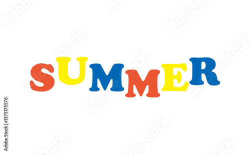 夏の訪れを祝福する、SUMMER（夏）の文字の、シンプルなロゴマーク（ベクター素材）
