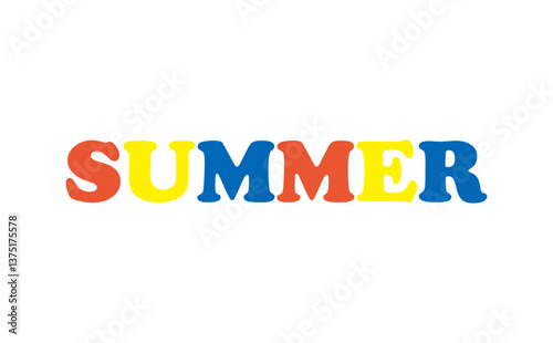 夏の訪れを祝福する、SUMMER（夏）の文字の、シンプルなロゴマーク（ベクター素材）
