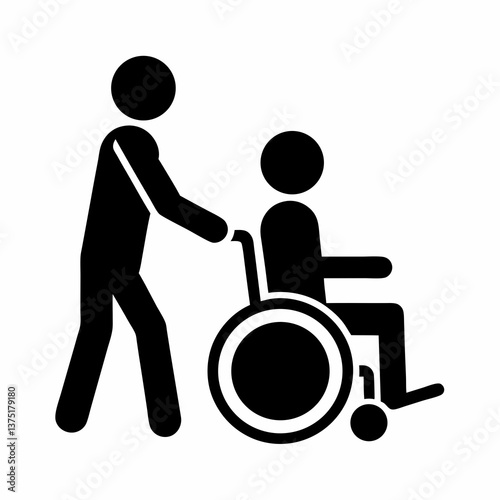 Wheelchair Assistance Symbol Vector.