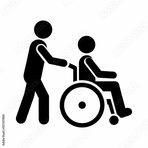 Wheelchair Assistance Symbol Vector.