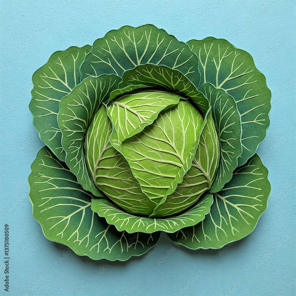 Obraz premium cabbage paper cut illustration