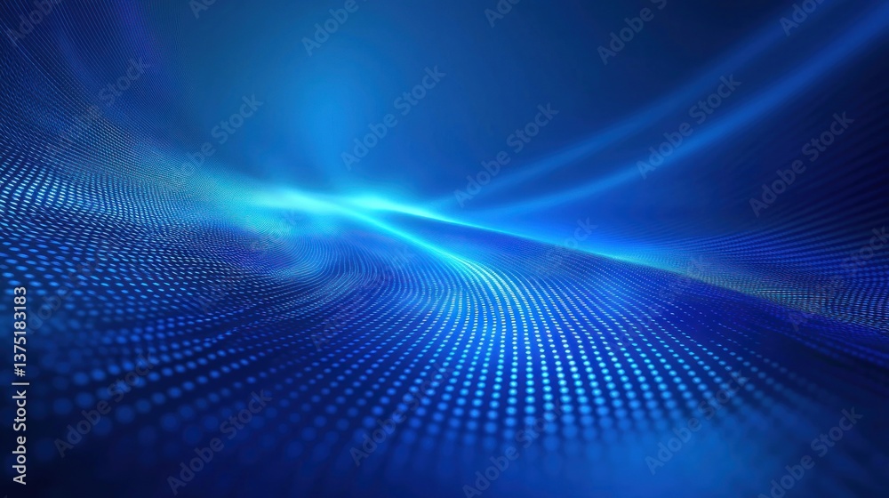 Abstract digital wave, glowing blue dots Abstract digital wave, glowing blue dots