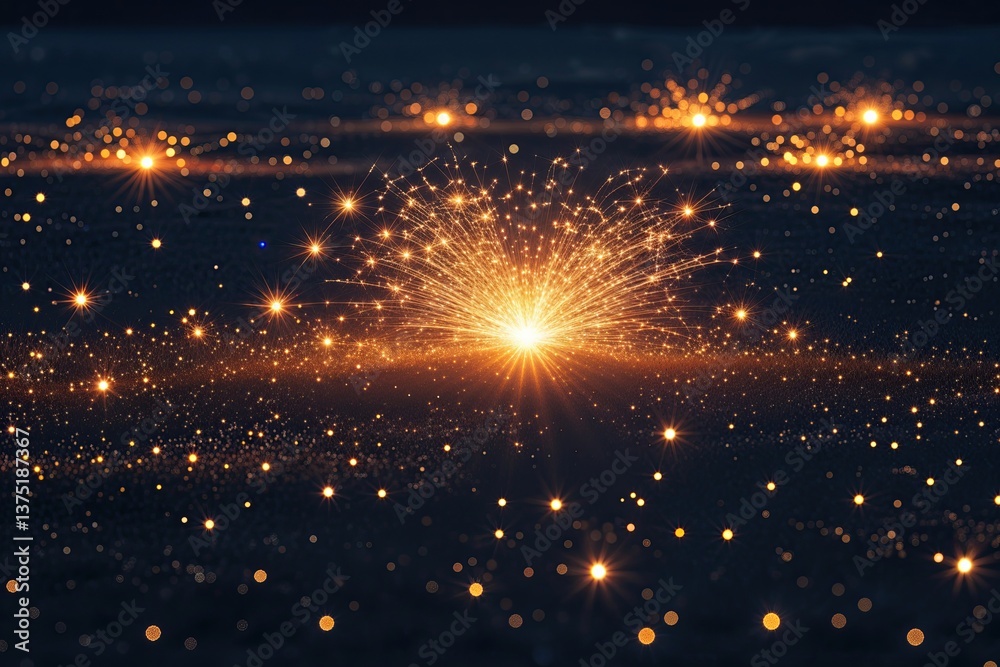 Fototapeta premium Vivid Sparkling Flare Phenomenon in a Shadowy Field