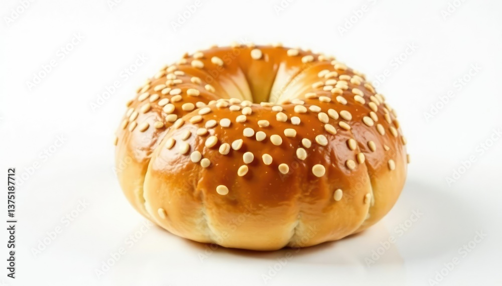 A single, soft, sesame seed bun, crisp edges, white backdrop , golden, clean, sesame A single, soft, sesame seed bun, crisp edges, white backdrop , golden, clean, sesame