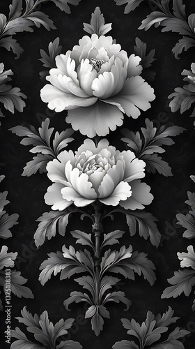 Elegant Monochrome Floral Wallpaper Stunning Peony Mobile Wallpaper Design