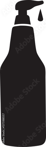 Black silhouette of a man with vector wine bottle and plastic caps