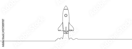 Continuous line Business illustration Rocket heading to success Target vector illustration with transparent background editable stroke.