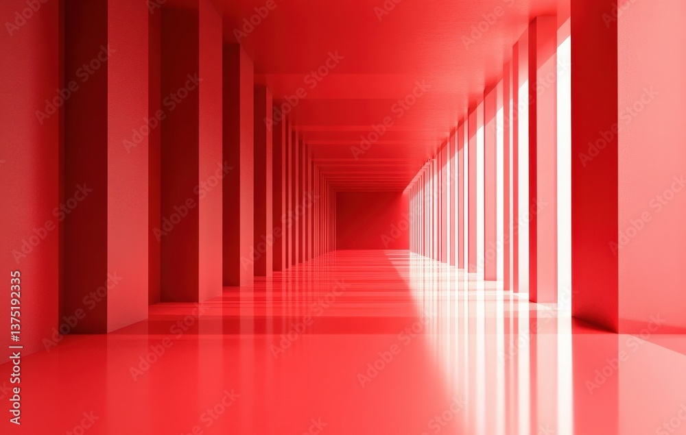 Red Corridor Geometric Architectural Design Red Corridor Geometric Architectural Design