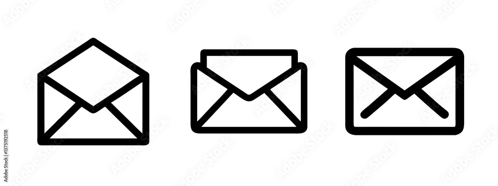 Envelope Icons Open, Closed & Message Envelope Icons Open, Closed & Message