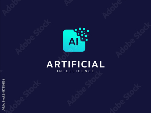 Artificial intelligence with letter AI in round square movement Technology Analysis logo vector design concept. AI technology logotype symbol for advance technology, tech company, identity, robot, ui.