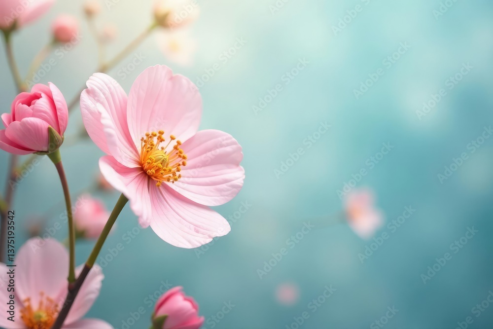 Fototapeta premium Subtle pastel floral motif, soft focus for calming backgrounds, wallpaper, elegant