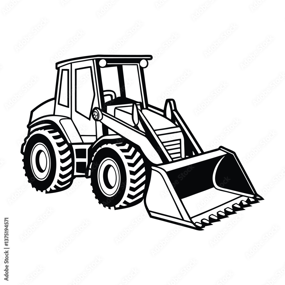 Naklejka premium Bulldozer silhouette vector