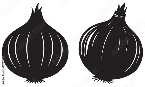 Silhouette vector design of an onion on a white background. vector eps file