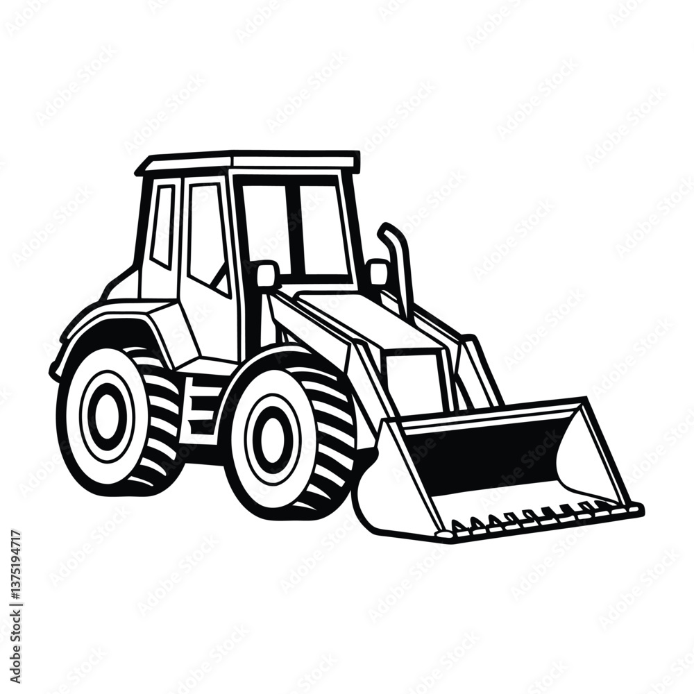 Naklejka premium Bulldozer silhouette vector