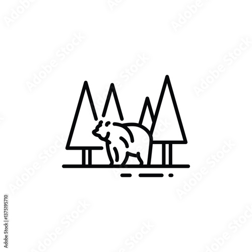 Countryside Landscape Forest icon. Simple icon representing a natural outdoor scene with trees and a path, ideal for social media, app, and web design. Vector illustration
