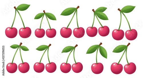Vibrant Cherry Illustration Sweet Red Fruit Graphic Design AI Generated