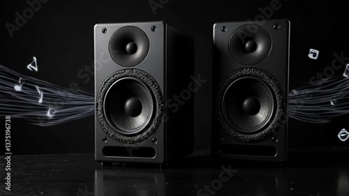 music background with speakers.