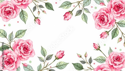 Wallpaper Mural Delicate watercolor roses & leaves, repeat pattern, wallpaper, textile Torontodigital.ca