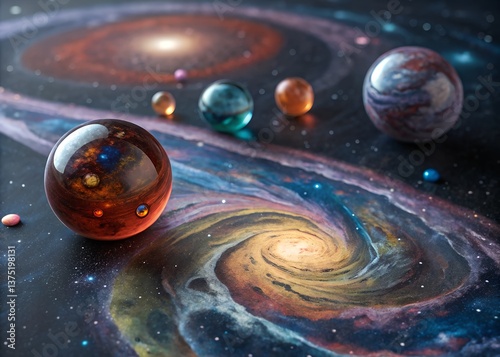 A glowing planet floating in the vast cosmos with stars and a nebula in the background photo