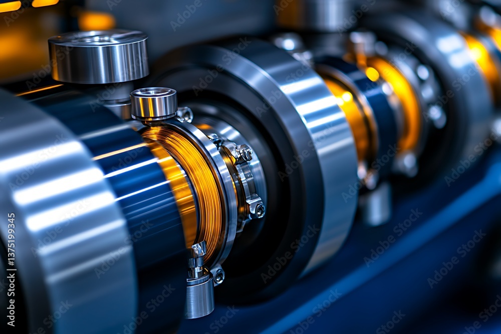 Fototapeta premium Close up of a mechanical device with shiny metal components