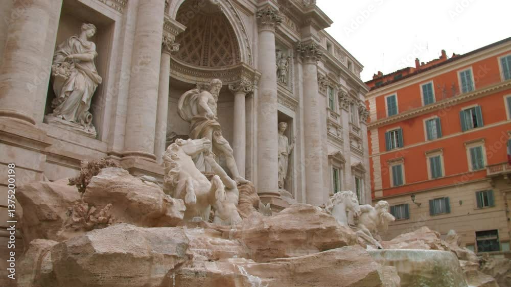 4K video of Trevi Fountain in Rome Italy. Trevi Fountain close up footage of fountain. 4K video of Trevi Fountain in Rome Italy. Trevi Fountain close up footage of fountain.