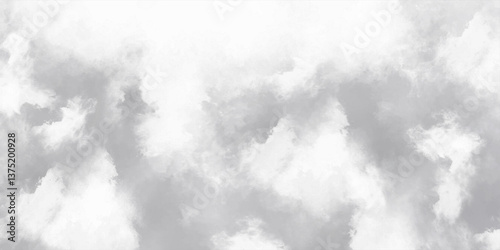 Fluffy white clouds drift across a bright blue sky, a mix of nature's cumulus and abstract smoke