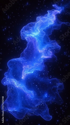 Dark Galaxy with Glowing Nebula and Deep Space Cosmic Dust	