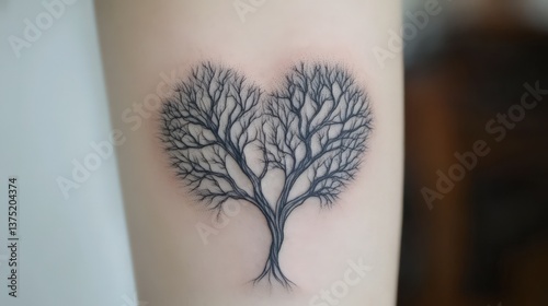 Obraz na płótnie A detailed tattoo showing a beautiful tree design on human skin w salonie