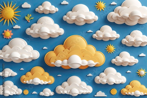 Vibrant Stylized Cloud Collection for a Lively Summer Background