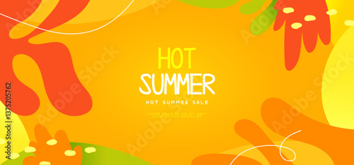 summer shopping horizontal banner illustration
