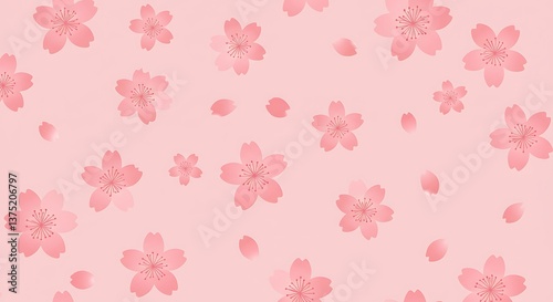 Delicate Pink Cherry Blossom Watercolor Pattern AI Generated