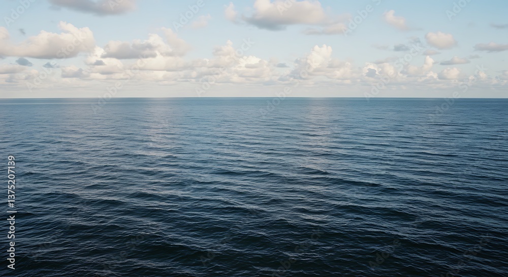 Fototapeta premium Serene Ocean Horizon Peaceful Cloudscape Tranquil Waters AI Generated
