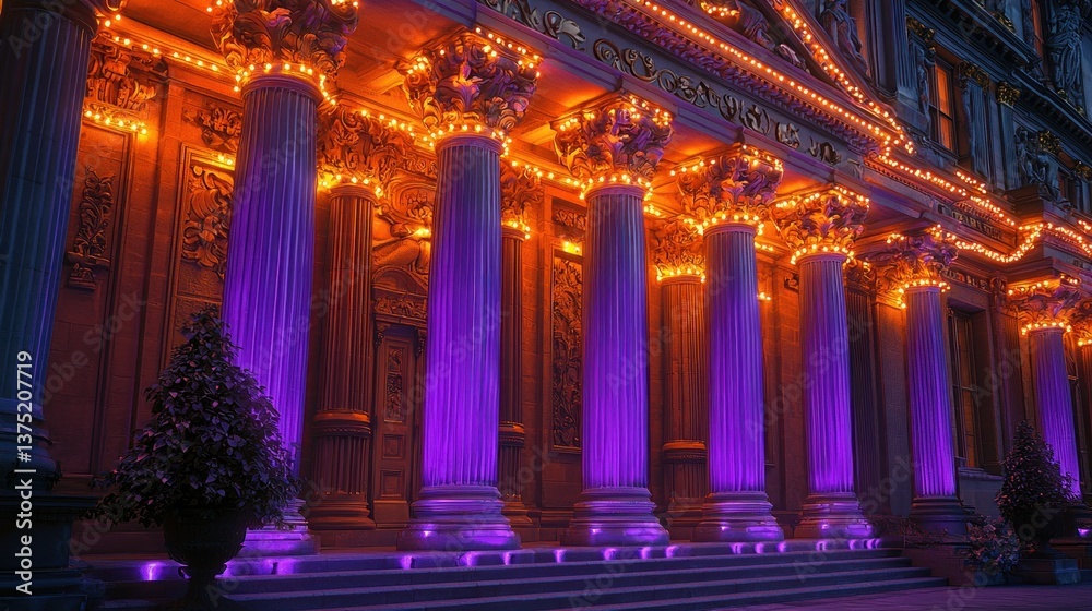 Fototapeta premium Illuminated Classical Architecture at Night