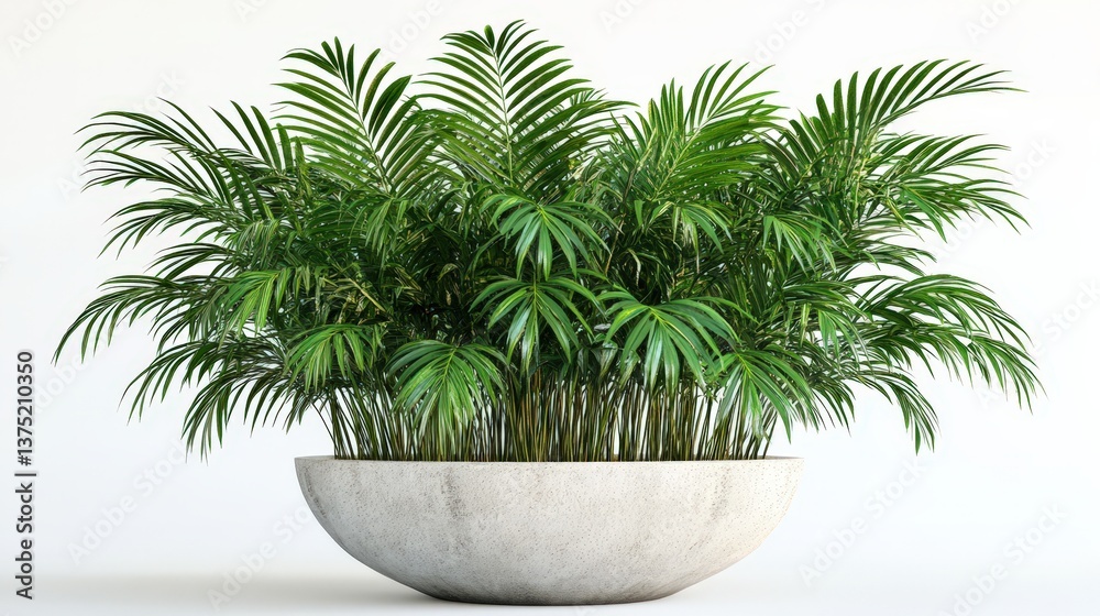 Obraz premium A lush green tropical plant in a modern decorative concrete pot