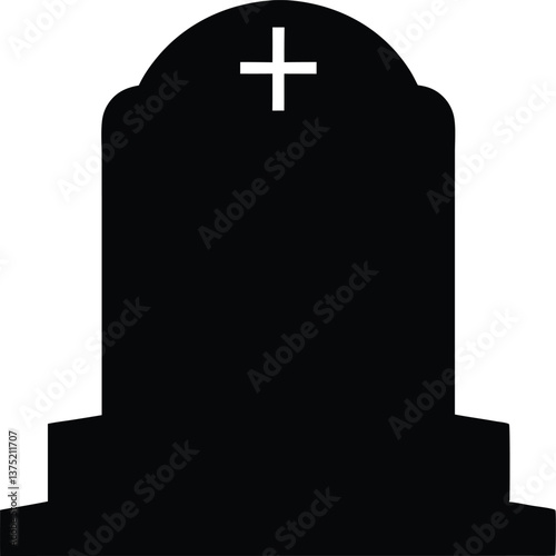 Gravestone black silhouette,old headstone vector illustration