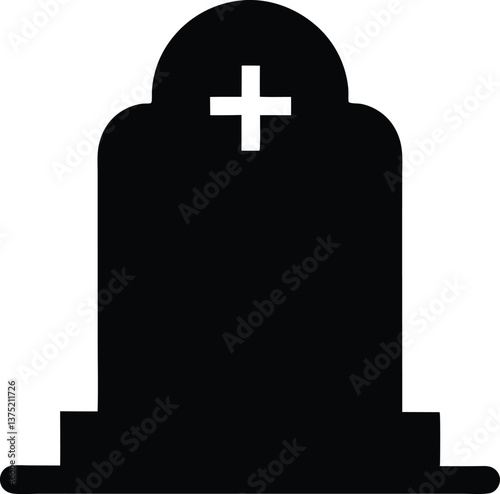 Gravestone black silhouette,old headstone vector illustration